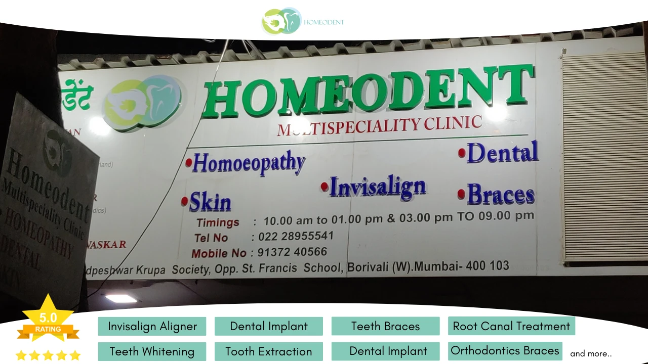 Location of Homeodent Clinic in Borivali West - Dentist in Borivali West Invisalign, Ceramic, Metal Braces Treatment